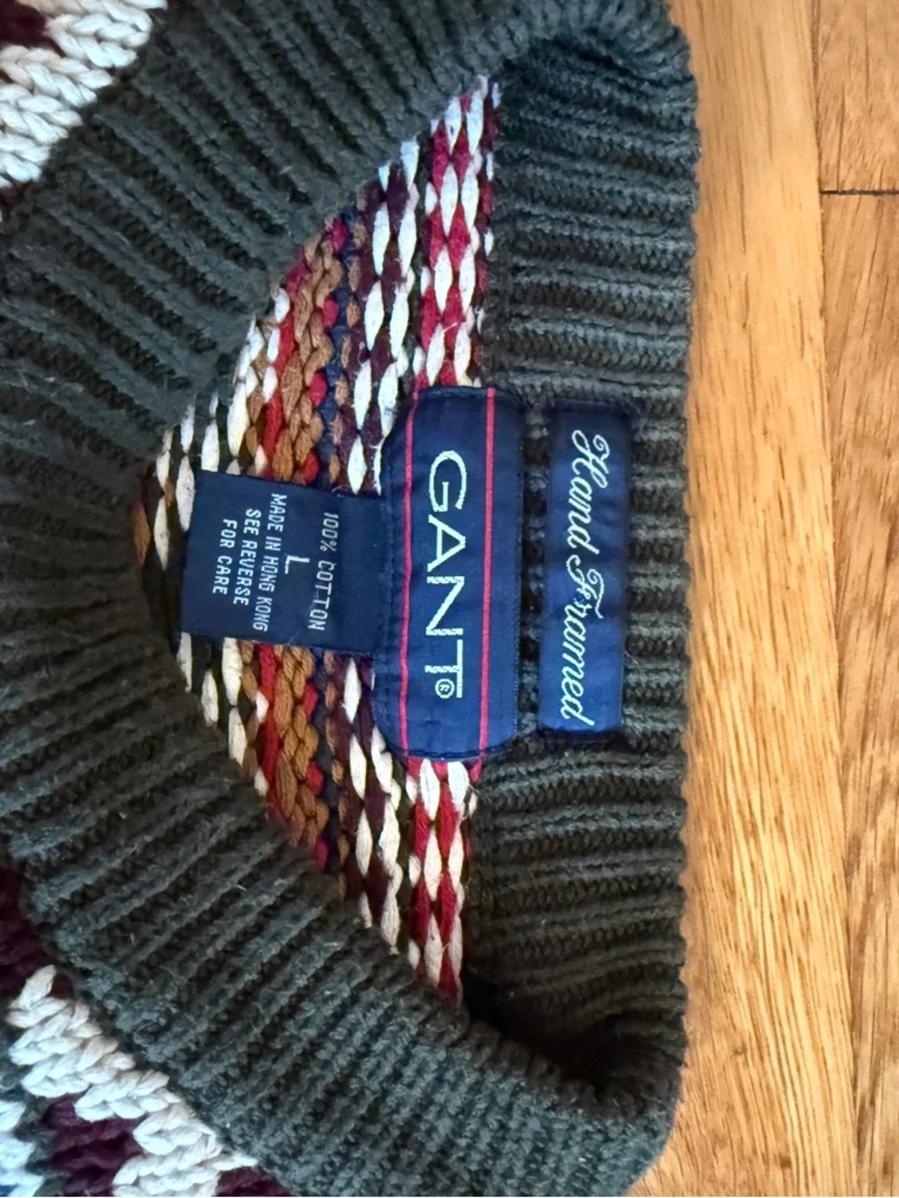 Gant Men's Fair Isle Sweater in Burgundy, Navy, Cream, and Olive - Picture 3 of 9